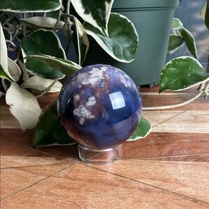 Blue flower agate sphere
